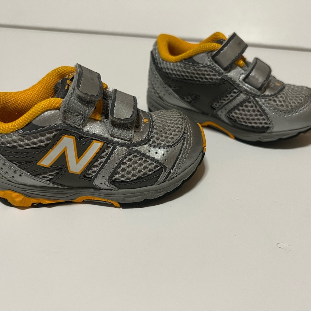 Baby Yellowish Gold And Gray New Balance Shoes Size 4